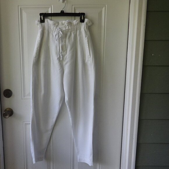 Free People size XS white paper bag waist jeans chino style, side & back pockets - Picture 1 of 12